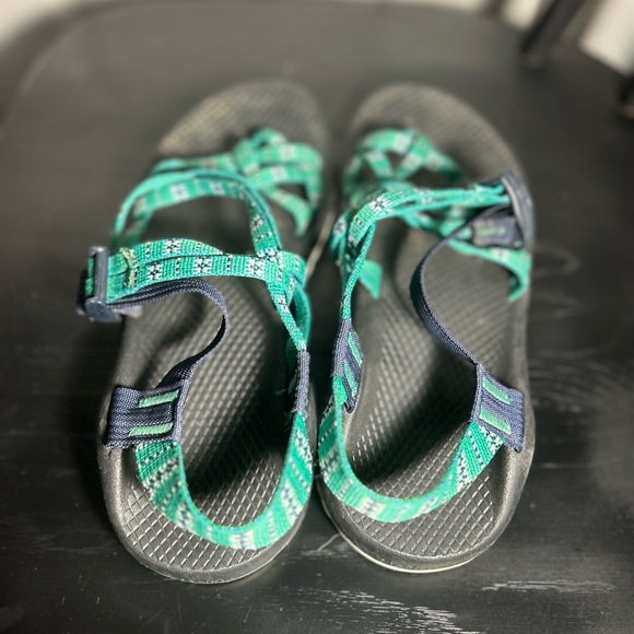 Green, Blue, & White Chaco Sandals with toe - Picture 5 of 5